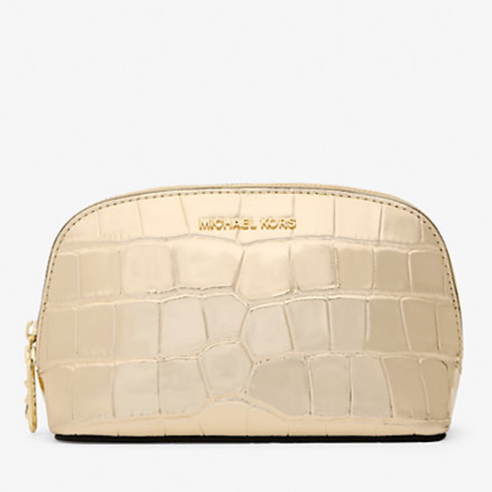 Michael Kors Empire Small Metallic Crocodile Embossed Leather Travel Pouch
Pale